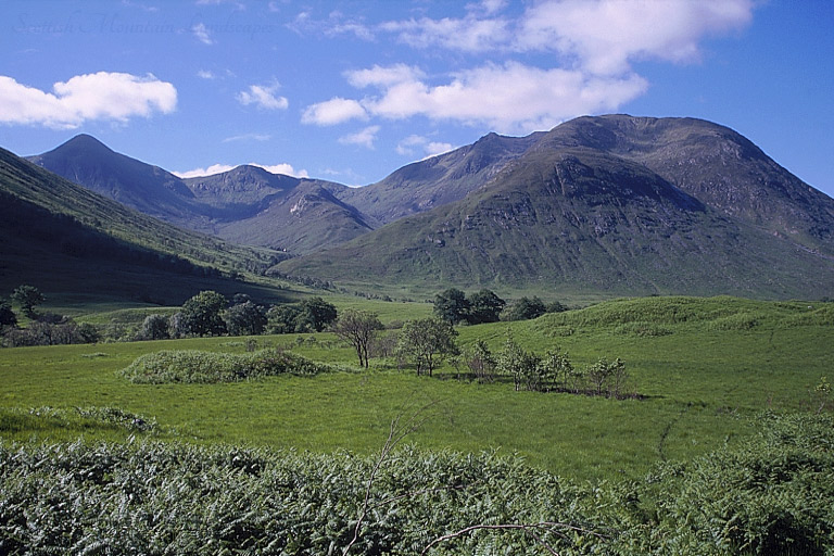 Glas Bheinn Mhòr, Meall nan Tri Tighearnan, Stob Coire Dheirg and Ben Starav, from Coileitir, Glen Etive.