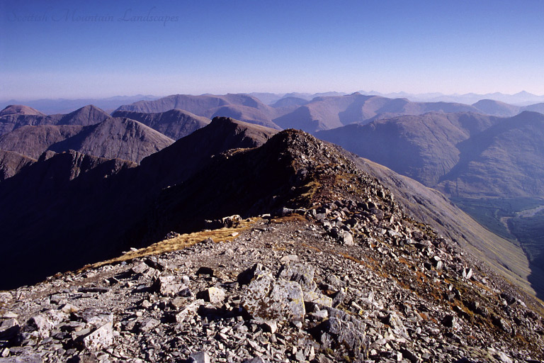 Looking east from the summit of Bidean nam Bian, over Stob Coire Sgreamhach and Glen Etive. Looking east from the summit of Bidean nam Bian, over Stob Coire Sgreamhach and Glen Etive.