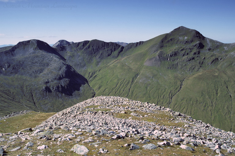 Sgor an Iubhair, Devil's Ridge and Sgurr a' Mhàim, from the summit of Stob Coire a' Chàirn, Mamore ridge. Sgor an Iubhair, Devil's Ridge and Sgurr a' Mhàim, from the summit of Stob Coire a' Chàirn, Mamore ridge.