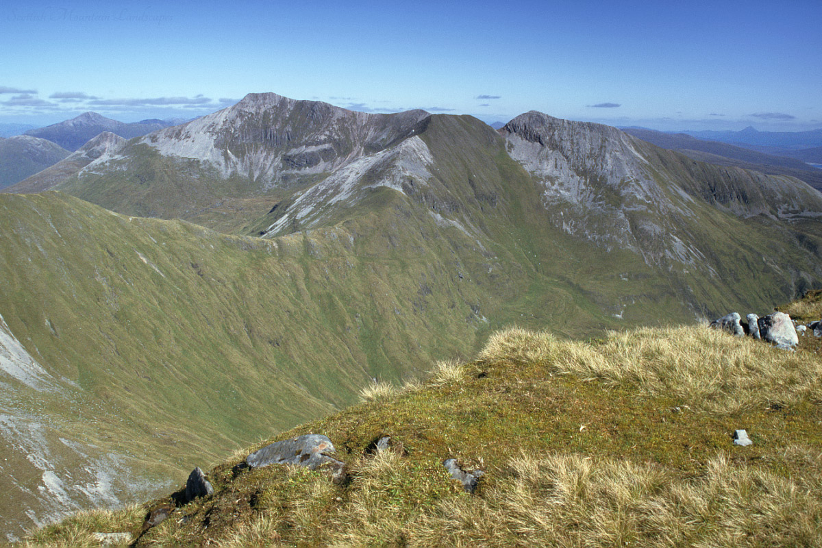 Binnein Mòr and Na Gruagaichean, from the summit of Am Bodach, Mamore ridge. Binnein Mòr and Na Gruagaichean, from Am Bodach.