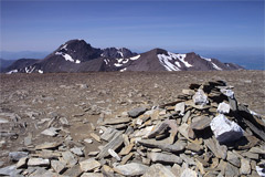 Ben Nevis, Càrn Mòr Dearg and Càrn Dearg Meadhonach, from the summit of Aonach Beag.