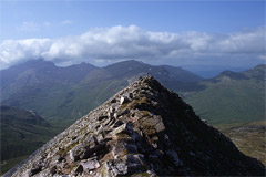 Ben Nevis, Càrn Mòr Dearg, Aonach Beag and Aonach Mòr, from the summit ridge of Binnein Mòr, Mamore Ridge.