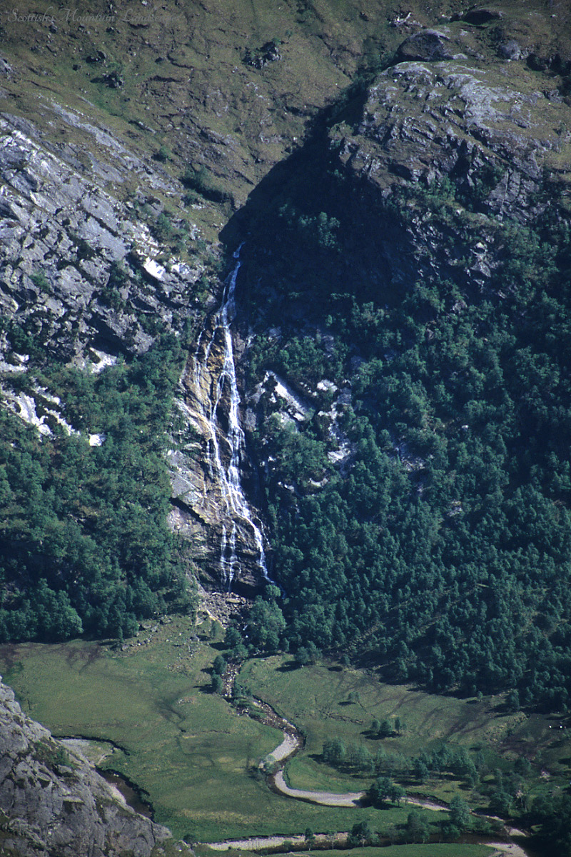 Steall Waterfall, from the summit of Ben Nevis.