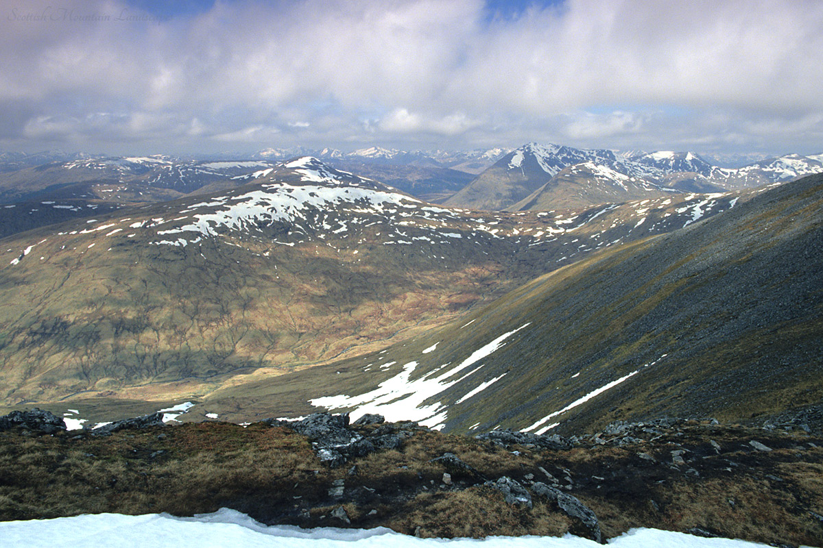 View North-West, from the summit ridge of Ben Challum. View North-West, from Ben Challum.