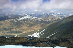 View north-west, from the summit ridge of Ben Challum.