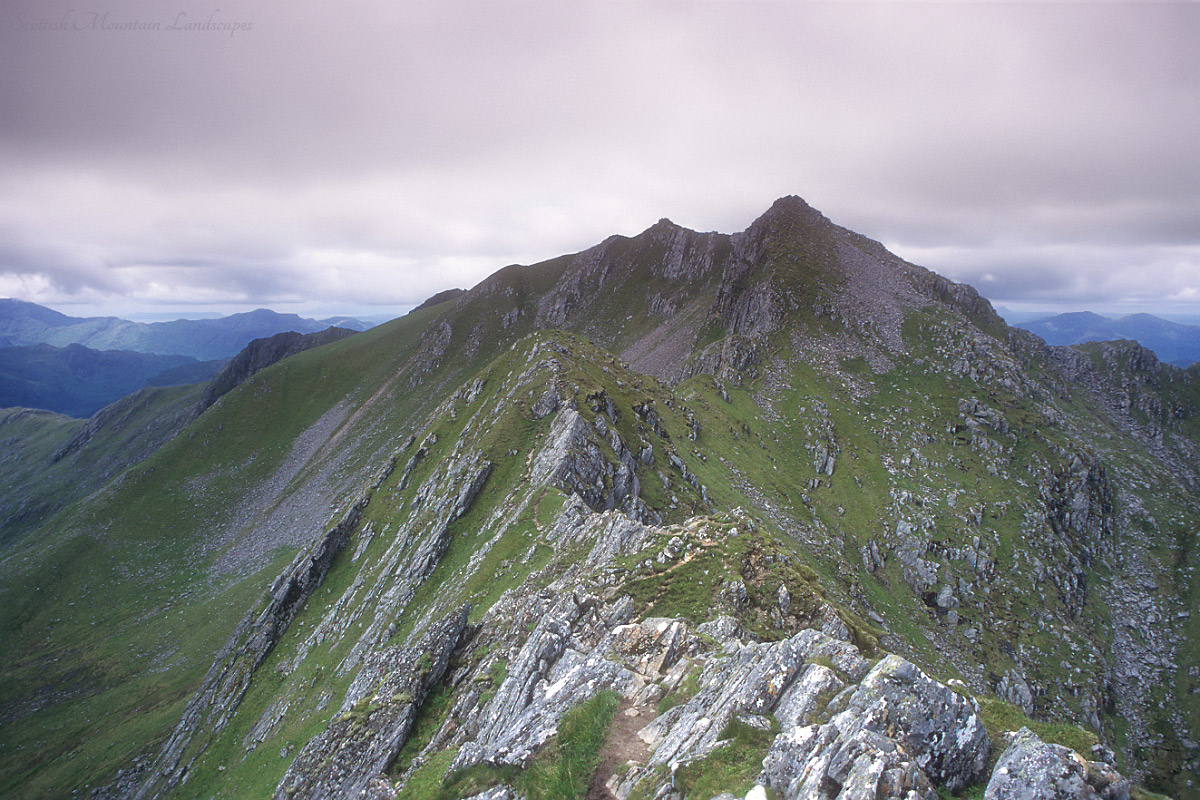 Looking along the Forcan Ridge to The Saddle, from Sgurr na Forcan. The Saddle, from Sgurr na Forcan.
