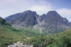 Blà Bheinn, the highest of a group of hills known as the Cuillin Outliers, from the east.