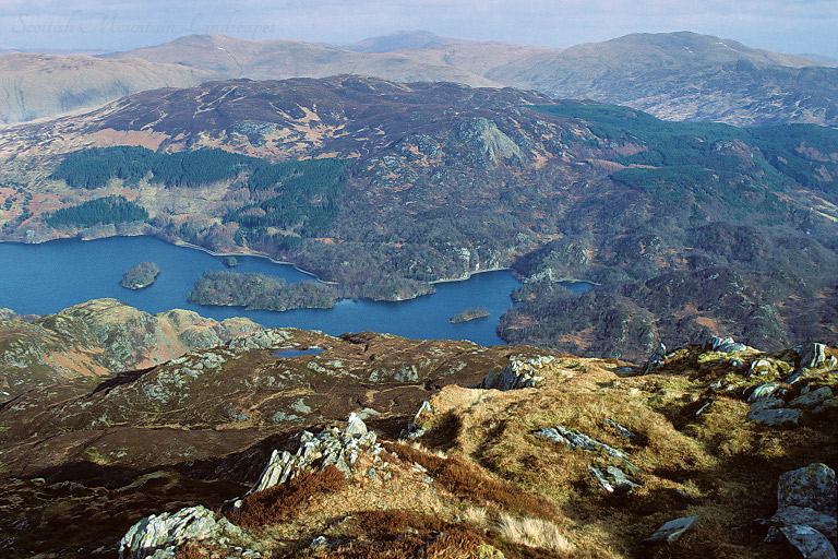 Looking into the heart of The Trossachs, from the summit of Ben Venue. Looking into the heart of The Trossachs, from the summit of Ben Venue.