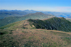 Looking north-west from the summit of Ben Ledi, over Benvane to the Crianlarich hills.